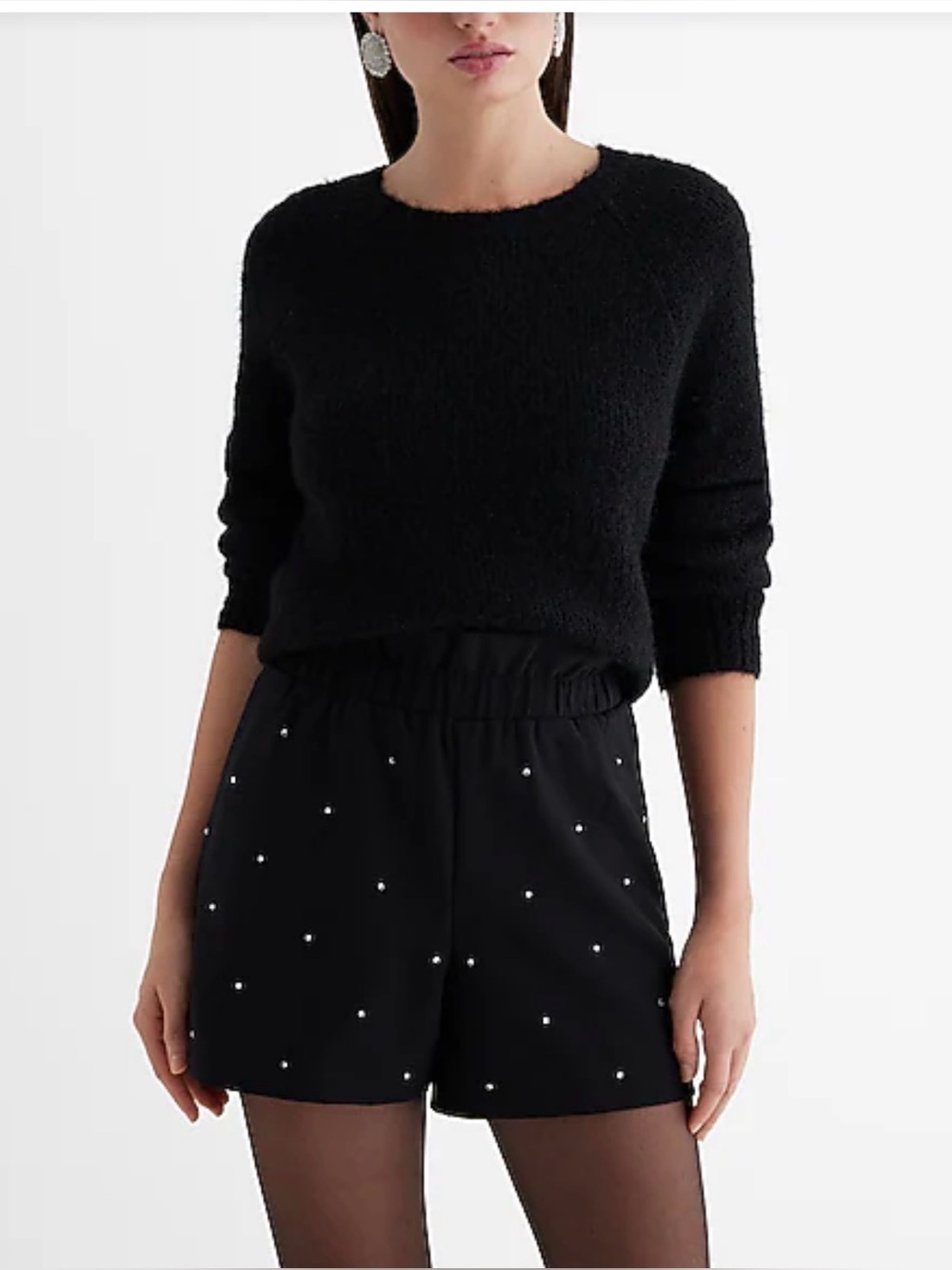 Express Navy Shorts with White Stud Detailing